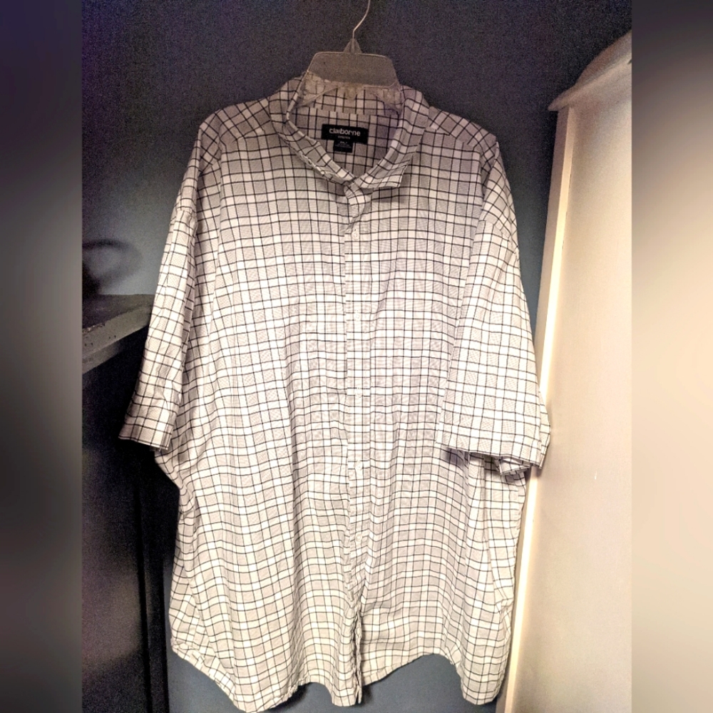 Liz Claiborne, Men's Plaid Short Sleeve Button Down Shirt, Size 3XL